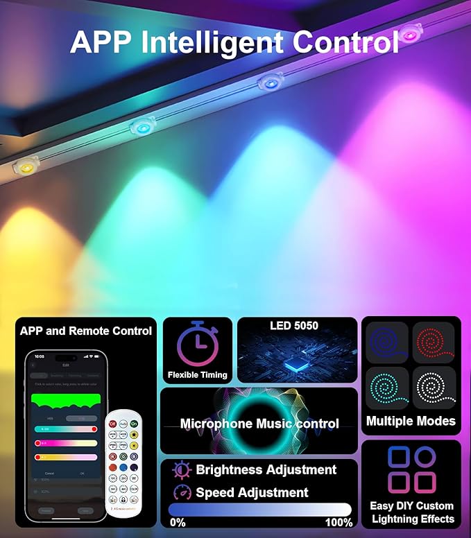 200FT Permanent Outdoor Lights for House, 2025 Smart RGB LED Outside Eaves Lights with APP Remote Control, IP67 Waterproof Outdoor Lighting Decor for Christmas Holiday, Halloween, Roof, Party, Daily