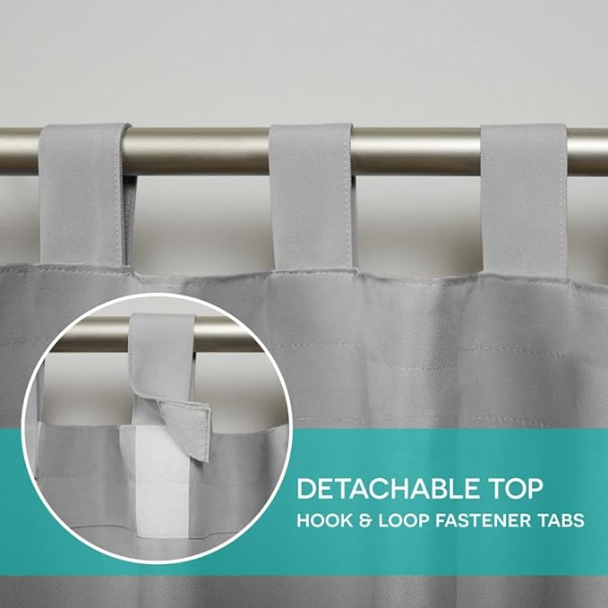 Exclusive Home Cabana Solid Indoor/Outdoor Light Filtering Hook-and-Loop Tab Top Curtain Panel Pair, 54"x144", Cloud Grey