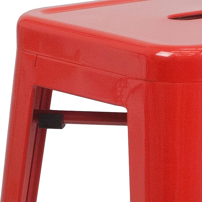 Flash Furniture Commercial Grade 30" High Backless Red Metal Indoor-Outdoor BarStool with Square Seat