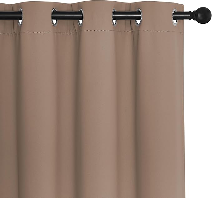 NICETOWN Patio Blackout Curtain Panels - Extra Wide Sliding Door Thermal Insulated Drape, Privacy Room Divider Curtain for Bedroom Office (Cappuccino, 66 x 118 Inch Long)