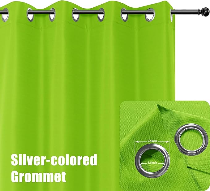 BONZER Outdoor Curtains for Patio Waterproof Thick Privacy Grommet Light Filtering Outside Curtains for Porch Pergola Gazebo Deck, 1 Panel, 54W x 84L inch, Green