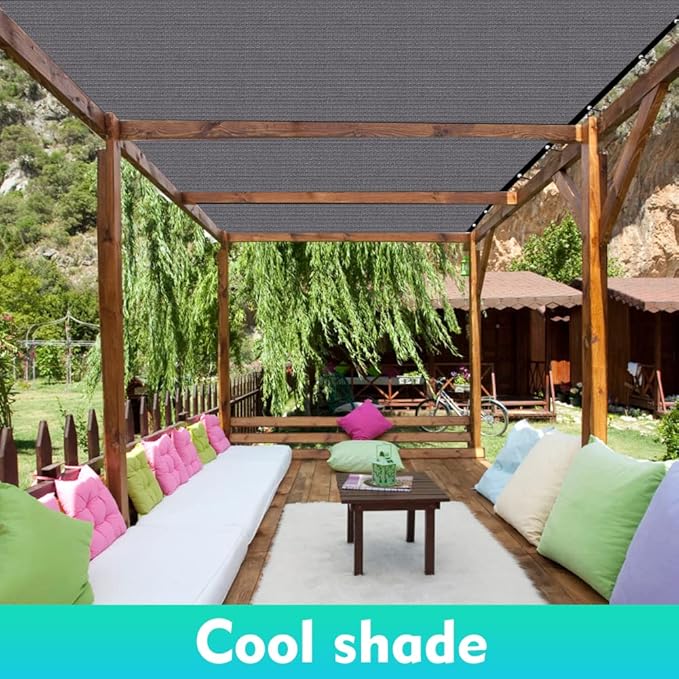 90% Shade Cloth Sun Shade Fabric for Patio Garden Pergola Shade Cover Canopy with Gromments (Grey, 10X10 FT)