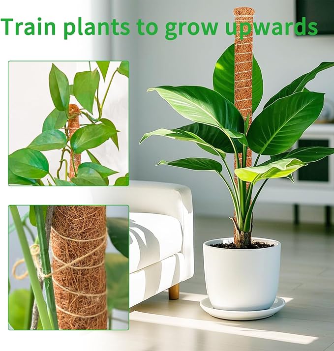 2 Pack 39 Inch Moss Pole Monstera Plant Support, Coir Moss Poles for Climbing Indoor Plants, Bendable Plant Stake Trellis for Potted Plant, Pothos, Philodendron