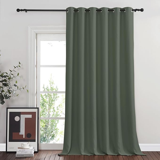 NICETOWN Blackout Room Divider Curtains for Sliding Glass Doors 102 Inches Long 1 Panel, Extra Wide Curtains for Doorway Patio Bedroom Living Room (Dark Mallard, 80Wx102L, 1 Panel)