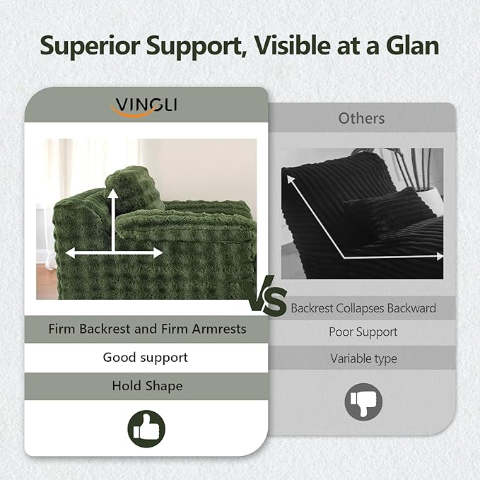 VINGLI 67.7" Oversized Chaise Lounge Chair Indoor Reading Chairs Comfy Bubble Fleece Upholstered Boneless Sofa Bed Sleeper Sofa Cloud Couches for Living Room, Bedroom, Play Room (Green)