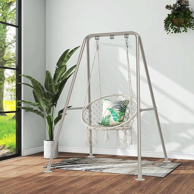 G TALECO GEAR Hammock Chair Stand,Heavy-Duty Steel Hammock Stand,300LBS Multi-Use Swing Stand for Outdoor Indoor，Hammock Chair not Include (Silver)