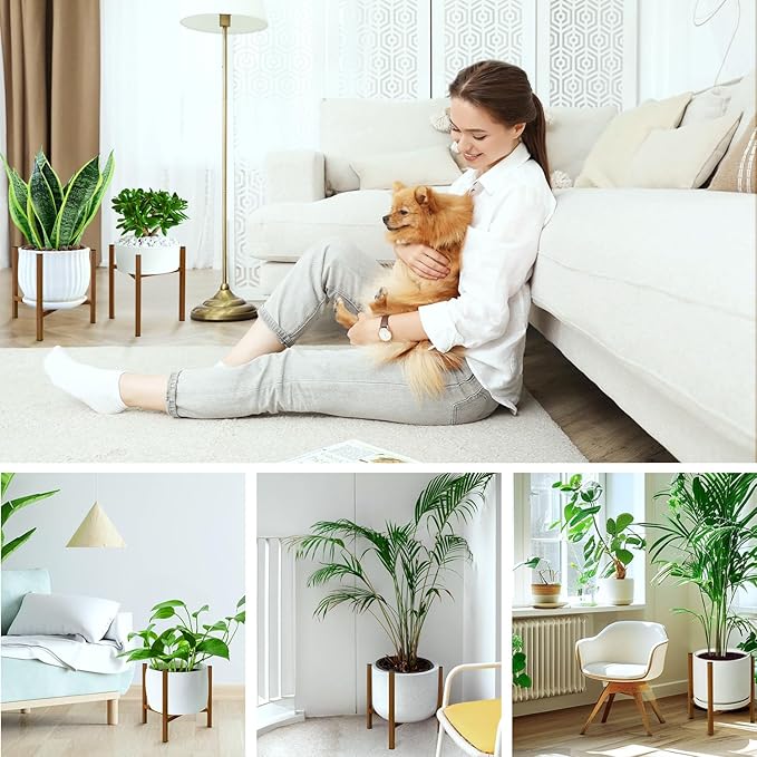Airpark Plant Stand Indoor Adjustable, Metal Modern Plant Stand, Heavy Duty Stable Plant Pot Flower Holder Indoor Outdoor Corner, Fit 8 9 10 11 12 inch Pots, Dark Brown (Pot & Plant Not Included)