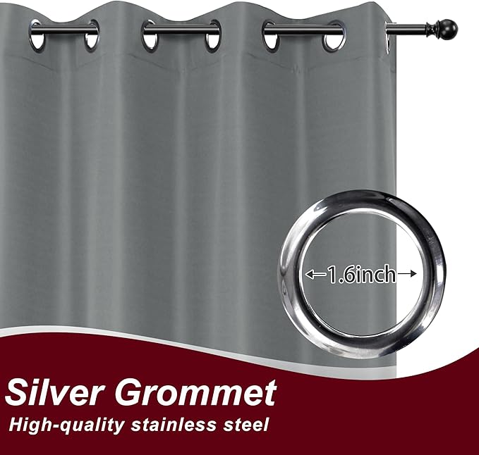HolidayIdeas Grommet Top Outdoor Curtains for Patio Waterproof 8 Pcs All Weather Balcony Outside Curtain Panels for Apartments, Gazebo, Pergolas, Porch, 54x108 Inch, Grey