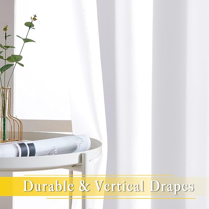 NICETOWN Sliding Door Curtain Window Treatment, Energy Smart Thermal Insulated Extra Wide Solid Blackout Curtains/Drapes for Patio Door/Porch (Pure White, 1 PC, W80 x L108)