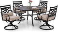 Sophia and William Swivel Patio Dining Set for 4, Outdoor Table and Chairs, Removable Seat Cushions, Black 42" Round Patio Dining Table