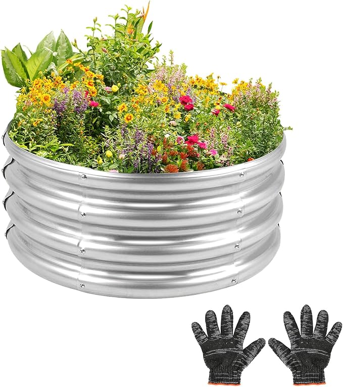 Garden Galvanized Raised Garden Bed Kit - Metal Planter Box for Vegetables/Herbs/Flowers, Heavy-Duty Steel Outdoor Garden Box with Reinforced Edges (2x2x1 FT)