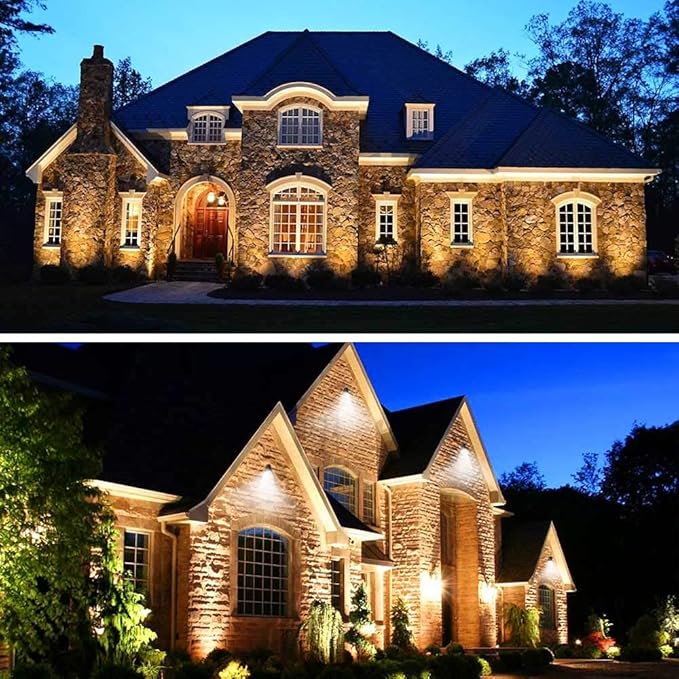 ZUCKEO Low Voltage Landscape Lights 5W LED Landscape Lighting 12V 24V Outdoor Spotlights Waterproof Garden Decorative Landscaping Warm White Lights for Patio Garden Pathway Floor Yard Decor(6 Pack)