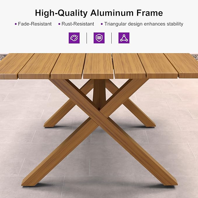 PURPLE LEAF 13 Pieces Oversized Outdoor Dining Set with Patio Aluminium Dining Table and Wicker Chairs Modern Furniture Cushions Sets for Backyard Indoor Decor Kitchen Teak