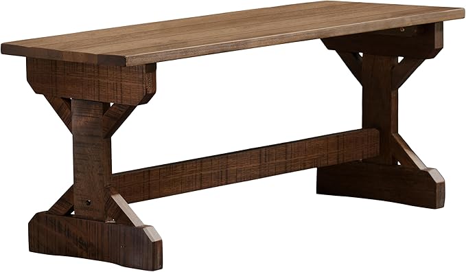 Backyard Discovery 46" Meranti Wood Farmhouse Bench with Walnut Stain, Designed for Indoor and Outdoor Use, Entryway, Living Room, Garden, Patio, Porch, Deck