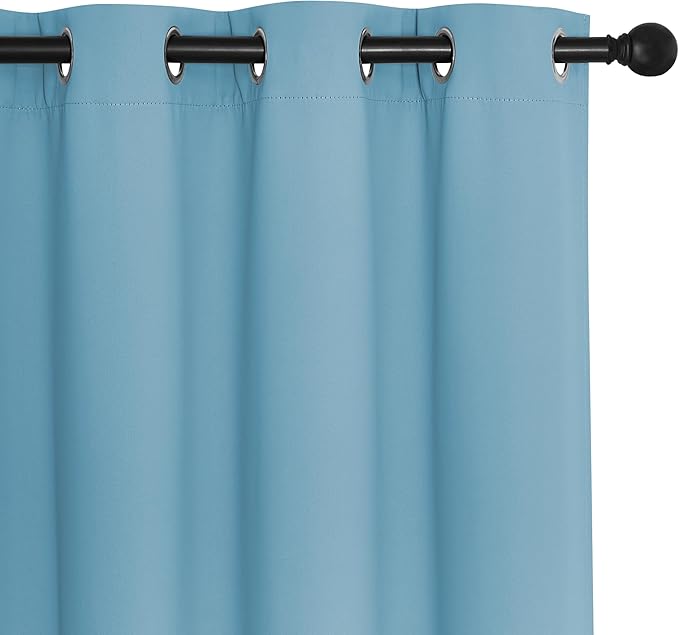 NICETOWN Blackout Sliding Door Curtains 84 Inch Length, Extra Wide Room Divider Grommet Energy Saving Thermal Insulated Curtain for Patio Door Window(W80 x L84, 1 Panel, Teal Blue)