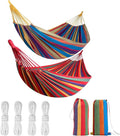 2Pack Hammocks | Camping Hammock | Portable Outdoor Hammock Set | for Hiking, Backpacking and Camping | 2pcs(Red Stripe and Blue Stripe)