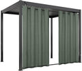 Easy-Going Linen Look Outdoor Curtains Waterproof Windproof Porch Curtains, Soft Thicken Outdoor Privacy Curtains for Patio, Gazebo, Grommet Top and Tab Bottom Drape, 1 Panel, 54x120 inch, Sage Green