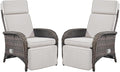 Belord Versatile Outdoor Recliner Chair - Reclining Patio Chair Set of 2 with Adjustable Backrest and Footrest, All-Weather Wicker Chaise Lounge Chair Outdoor for Pool Deck Brown