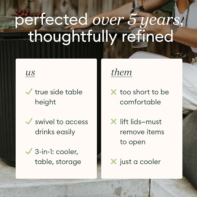 Veradek Outdoor Cooler Side Table - 2 in 1 - Designed for use as Outdoor Side Table, Patio Decor and Ice Chest