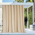 NICETOWN Outdoor Curtain Waterproof for Patio 84" Extra Long, Grommet Top Room Darkening Thermal Insulated 120" Extra Wide Protect You from Sun & Rain for Balcony/Porch, Biscotti Beige, 1 Panel