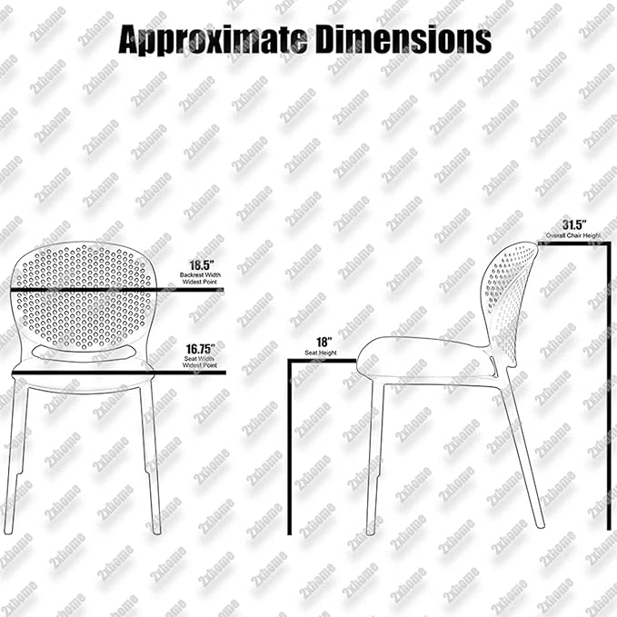 2xhome Set of 4 Patio Dining Chairs | Modern Stackable Outdoor Pool Side Chair | Weather Resistant Plastic for Yard, Porch, Balcony, Kitchen, Gray