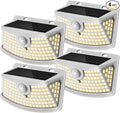 Aootek New Solar Motion Sensor Lights 120 LEDs with Lights Reflector,270° Wide Angle, IP65 Waterproof, Step Lights for Front Door, Yard, Garage, Deck (White, Warm White, 4-Pack)