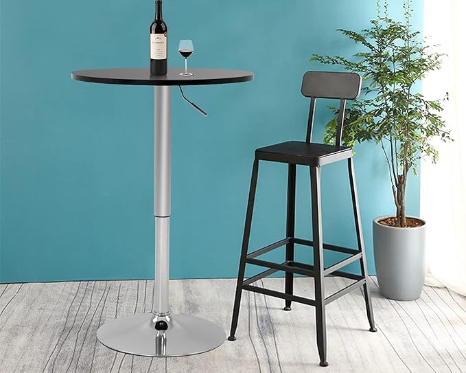 Modern Bar Table Height Adjustable Kitchen Dining Table Round Pub Table Counter Table Bar Top Table Tall Table Hydraulic Dining Room Home Kitchen Table