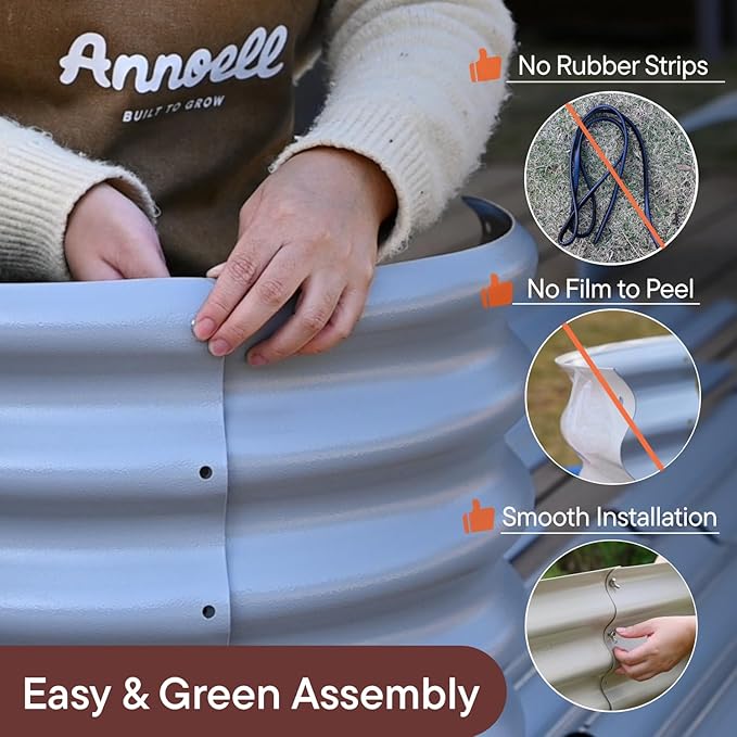 Galvanized Raised Garden Bed 8x4x1.5 ft, 18" Tall Metal Planter for Outdoor Plants Vegetable Herb Leafy Green, Modular Raised Flower Bed with Rust Resistant Coating - Sand Beige
