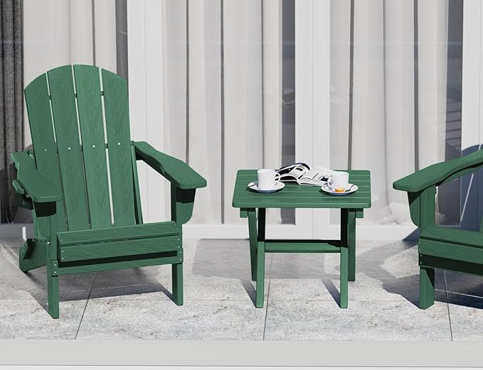 SERWALL Folding Outdoor Side Table Set of 6, Adirondack End Table, Green