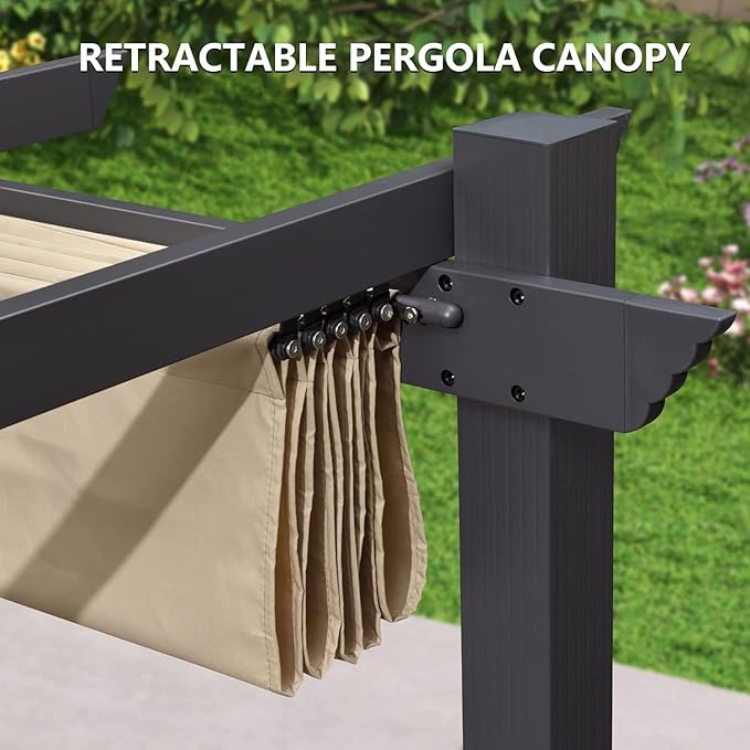 Pergola Shade Cover Replacement Canopy Top Compatible with 10 X 12 ft 6-Bar Pergola Frames - Beige (Canopy Size 116" W x 120" L, Canopy Top Only)