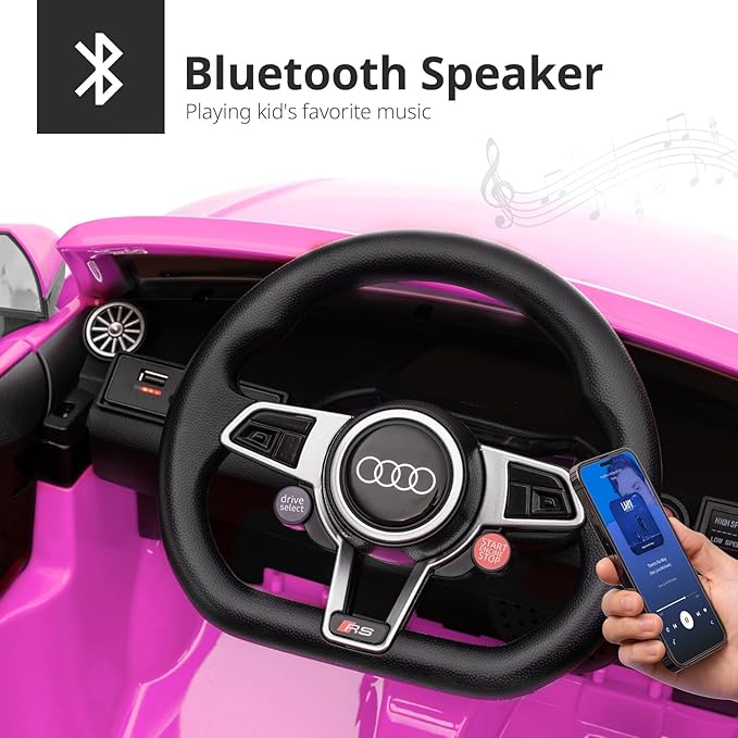 Electric Car for Kids, Licensed Audi 6V Kids Ride on Car Toy for Toddlers with Remote, Bluetooth - Pink