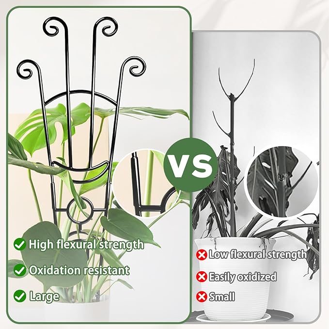 32.6in Monstera Plant Support Stakes for Indoor Plants, Metal Garden Plant Trellis for Climbing Plants, Pothos Vine Snake Climber Support，4p