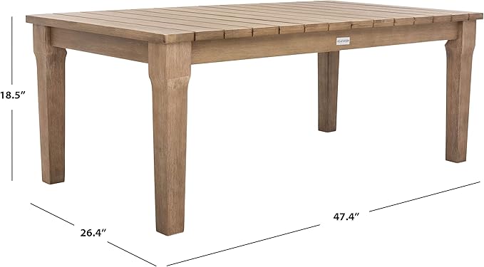 SAFAVIEH Couture Patio Martinique Natural Wood Outdoor Coffee Table