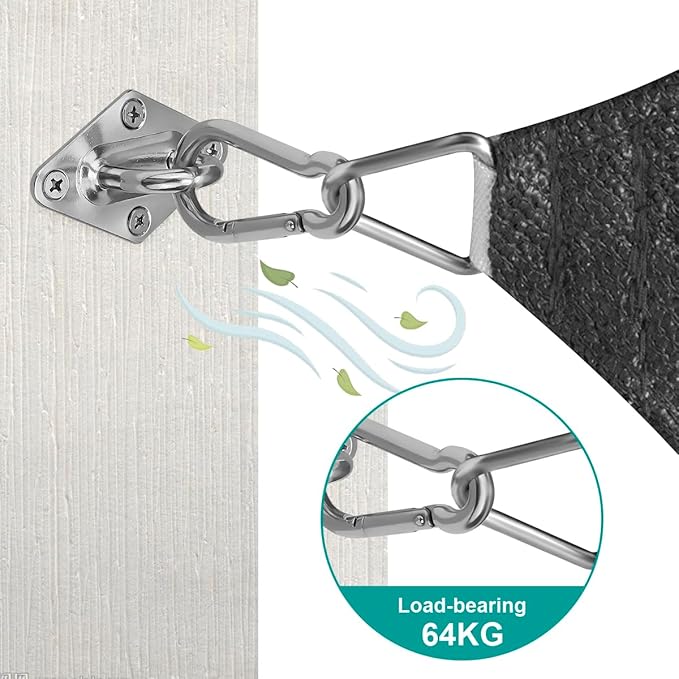Sun Shade Sail Hardware Kit 8 Inch for Rectangle & Triangle Shade Sail Install, Stainless Steel ShadeSail Fixing Accessories for Outdoor Patio Canopy Garden, Heavy Duty Awning Attachment 40 Set