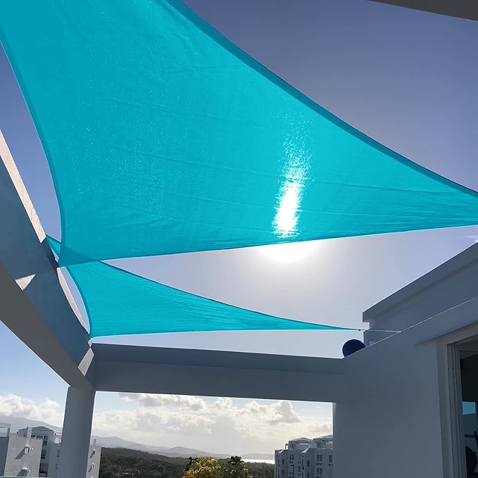 SUNNY GUARD Custom Size 14'x14'x19.8' Turquoise Blue Sun Shade Sail Right Triangle UV Block Shade for Backyard Yard Patio Deck Garden(Customized)