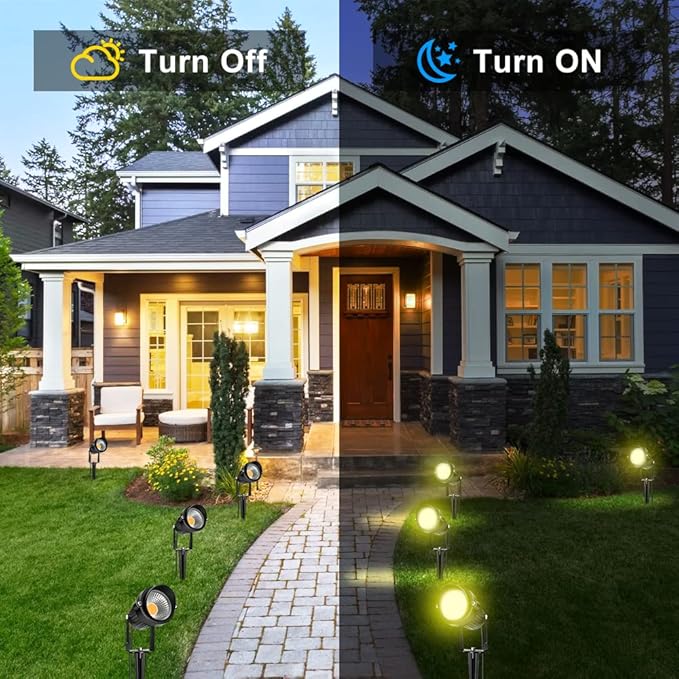 LightingWill 5W LED Landscape Lights, Warm White 3000K-3500K, Waterproof DC 12V COB LED Outdoor Wall Spotlight Low Voltage Garden Tree Spot Lighting for,Yard,Pathways,Fence (4 Pack)