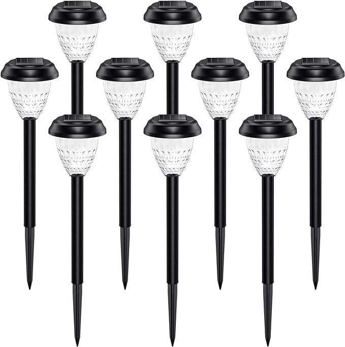 Super Bright Solar Lights Outdoor Waterproof-10 Pack, Dusk to Dawn Up to 12 Hrs Solar Powered Outdoor Pathway Garden Lights Auto On/Off, LED Landscape Lighting Decorative for Walkway Patio Yard