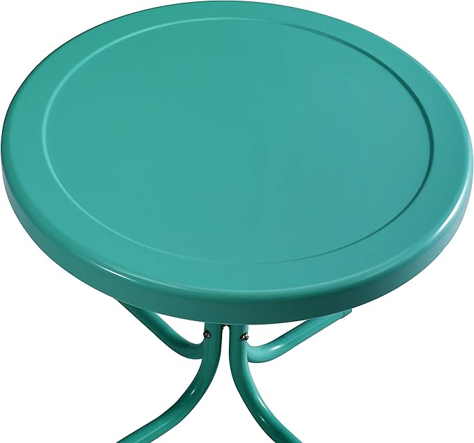 Crosley Furniture Griffith Weather Resistant Retro Metal Outdoor Side Table for Patio, Deck, Porch, Turquoise