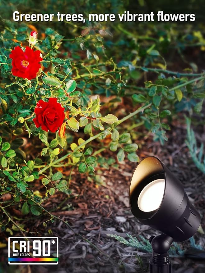 LEONLITE Low Voltage LED Landscape Spotlight, 5W 12V Pathway Lights Outdoor, CRI90, Aluminum Spot Lights for Garden, ETL Listed, IP65 Waterproof, 3000K Warm White, Oil Rubbed Bronze, Pack of 6
