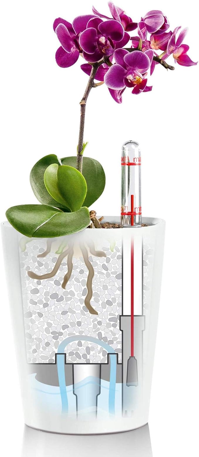 Lechuza MINI-DELTINI Scarlet Red High Gloss, Self-Watering Small Indoor Planter, H5.1 L3.9 W3.9 in