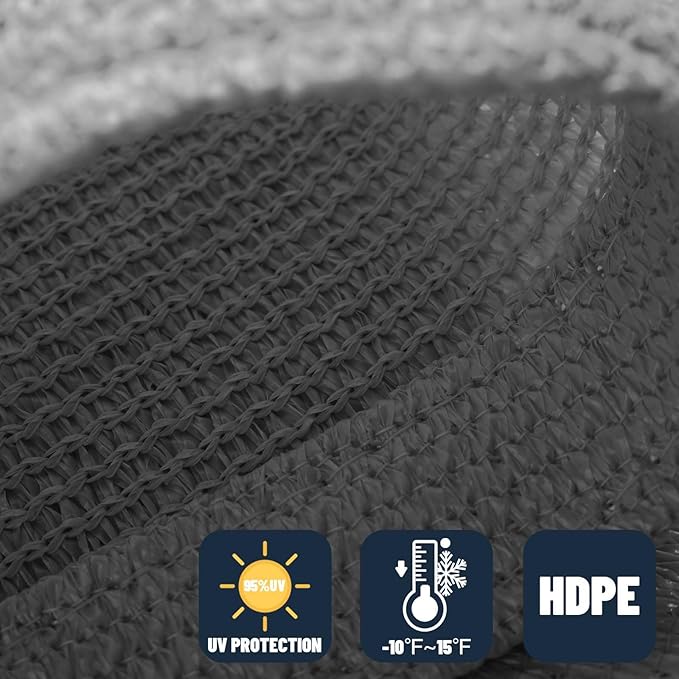 SUNNY GUARD Custom Size 15'x22' Rectangle Dark Grey UV Block Sunshade for Backyard Yard Deck Patio Garden Outdoor Activities and Facility(Customized)