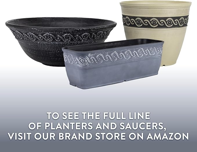 Classic Home and Garden Corinthian Resin Planter Pot - Outdoor & Indoor Plant Pot - Round Planter for Plants & Flowers (8" Oil Rubbed Bronze, Pack of 1)