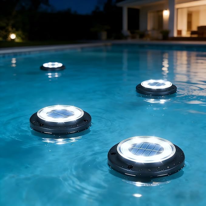 Flacchi Solar Lights Outdoor - Solar Powered Ground Lights Outdoor Solar Disk Light Waterproof Landscape Light for Patio Yard Pathway Walkway Driveway (Cool White, 12 Pack)