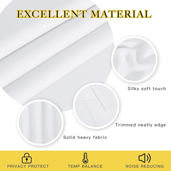 NICETOWN White Room Darkening Curtain for Bedroom 63 inches Long - (50% Blackout) Grommet Thermal Insulated Window Treatment Sound Reducing Drapes for Living Room (1 Panel, W52 x L63)