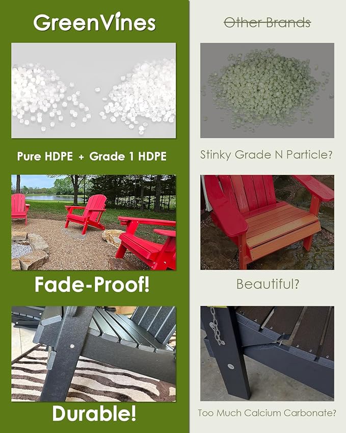 GREENVINES 7-Piece Outdoor-Dining-Set | HDPE Plastic 67'' Table and Chairs Sets for 6 | Patio Furniture | All Weather | Umbrella Hole | Black | for Poolside Garden Backyard