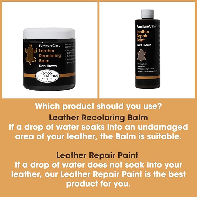 The Original Leather Recoloring Balm by Furniture Clinic - Dark Grey Leather Dye for Furniture, Couches & Car Seats - Restore Scratched, Faded, & Damaged Surfaces