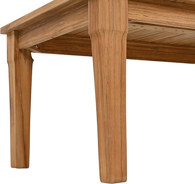 SAFAVIEH Couture Outdoor Patio Furniture Collection - Martinique Rectangular Coffee Table, Natural Teak Solid Wood Slatted Top (CPT1014D)