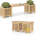 Giantex 2-in-1 Outdoor Bench with 2 Raised Garden Beds, Planter Boxes with Open-Ended Base, Garden Bench Seat for Porch Balcony Lawn Yard, DIY Assembly, Natural
