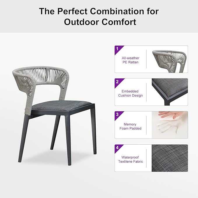 PURPLE LEAF 11 Pieces Outdoor Dining Set Patio Extended Upgrade Table and Chairs Set Aluminum Wicker Rattan Patio Furniture Set for Lawn Garden Backyard Dark Grey