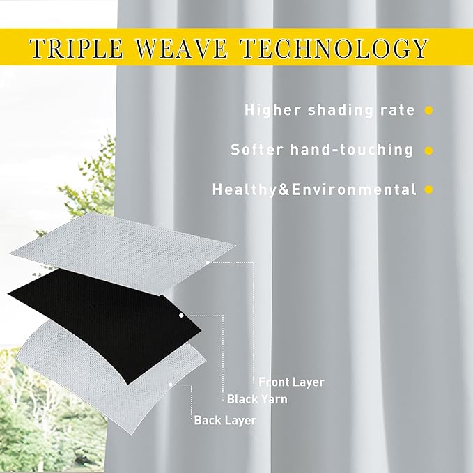 NICETOWN 2 Panels Outdoor Curtains Waterproof Pocket & Back Tab on Top & Bottom, Thermal Insulated Windproof Sun Blocking Outside Privacy Drapes for Patio with Fixed Rope, W84 x L84, Greyish White
